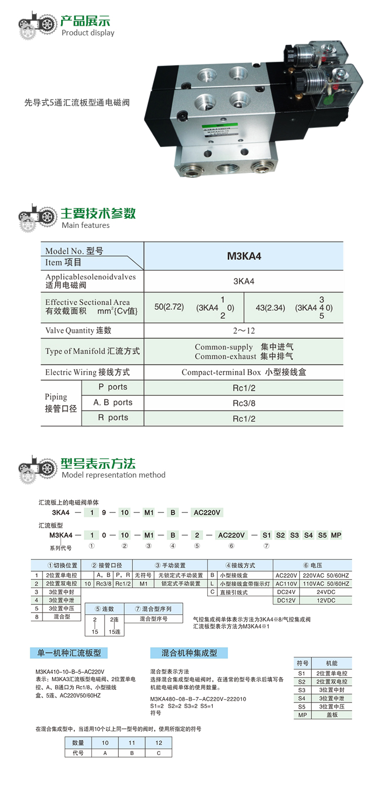  先導(dǎo)式5通匯流板型通電磁閥